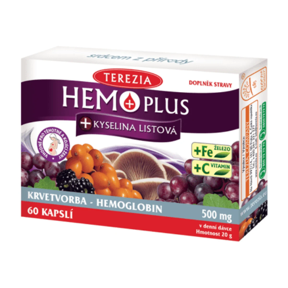 TEREZIA Hemoplus + kyselina listová 50 + 10 kapsúl ZADARMO · záber 1