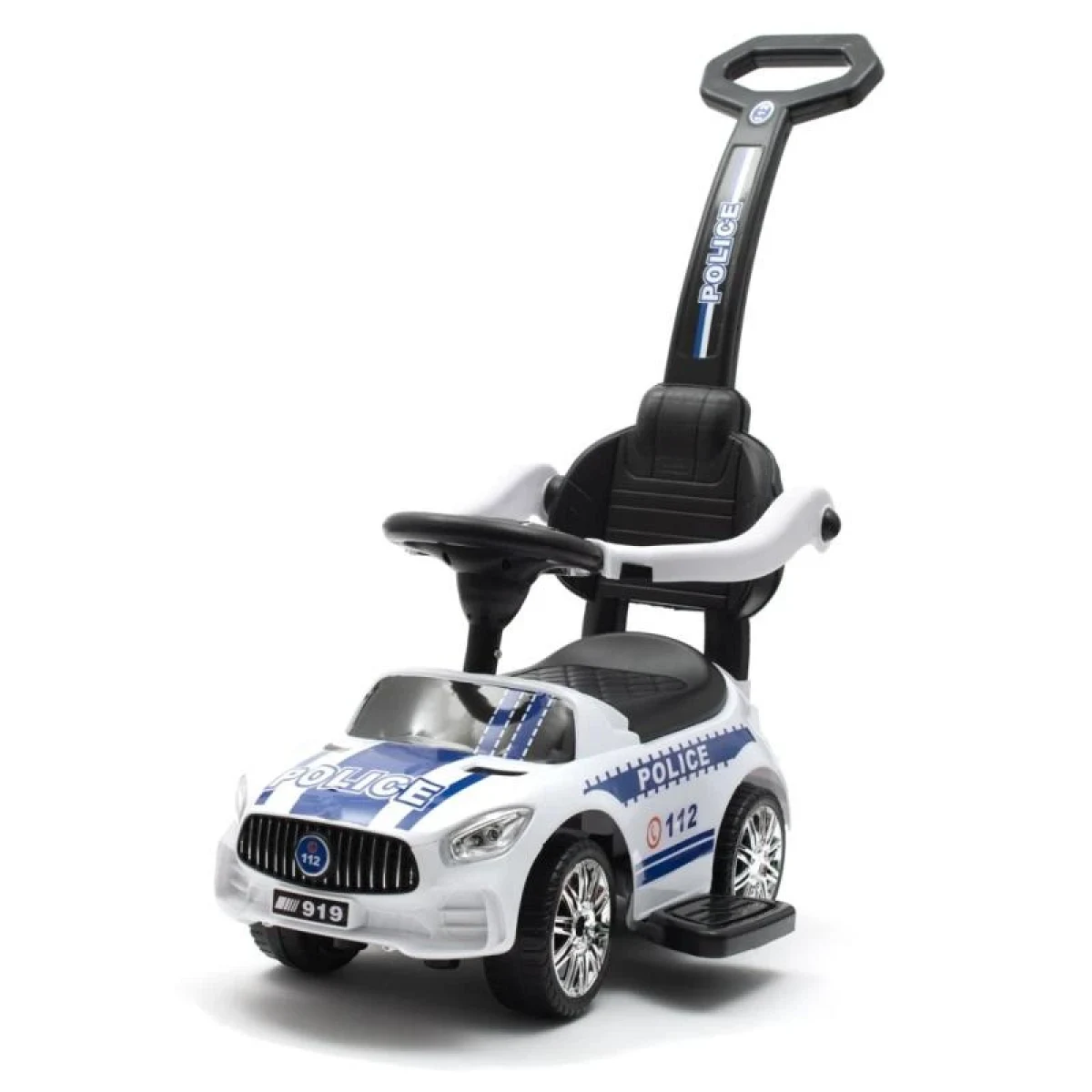 BABY MIX Dětské odrážedlo se zvukem a vodící tyčí POLICE bílé · záber 1