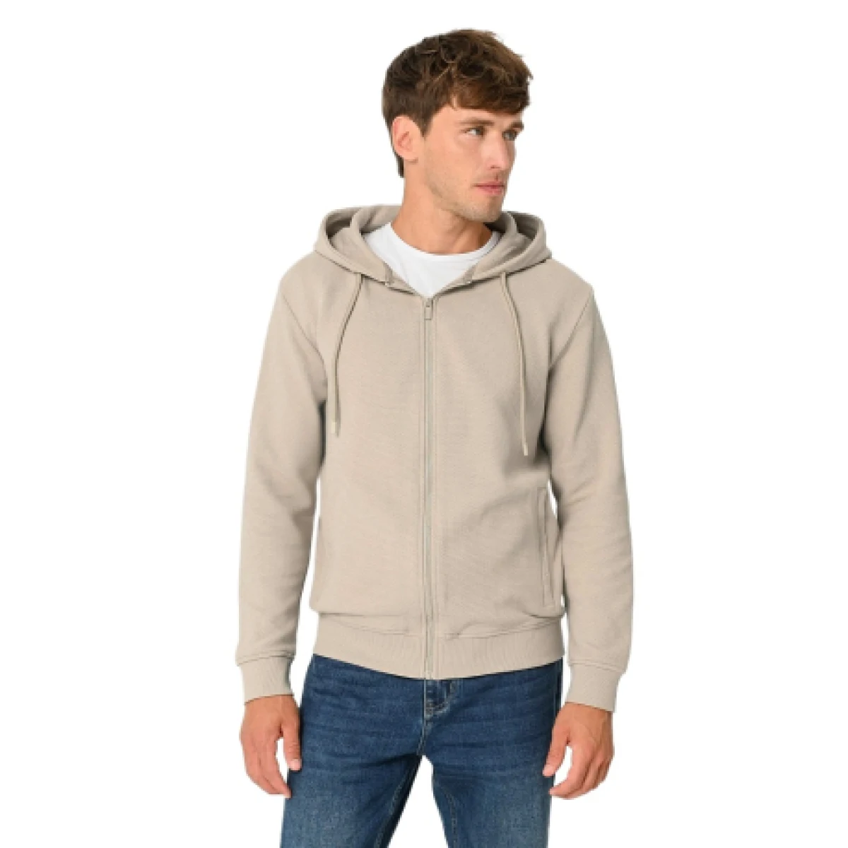 Pánska mikina so zipsom VOLCANO B-LERMO-102-BEIGE · záber 1