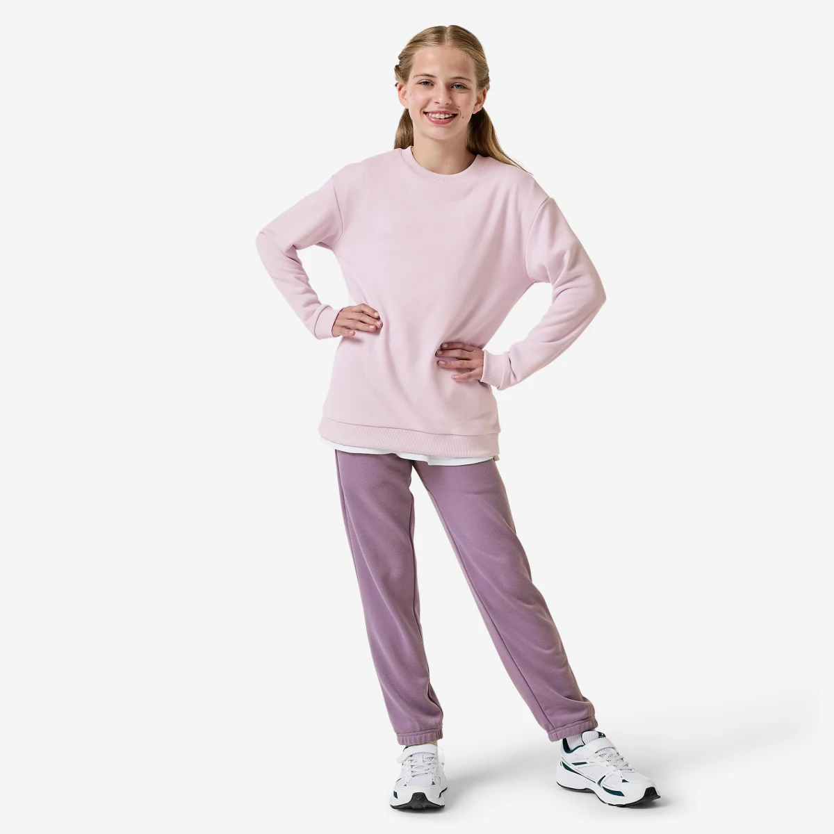 DECATHLON Dievčenská tepláková súprava fialová 8-9 r (131-140 cm) · záber 1