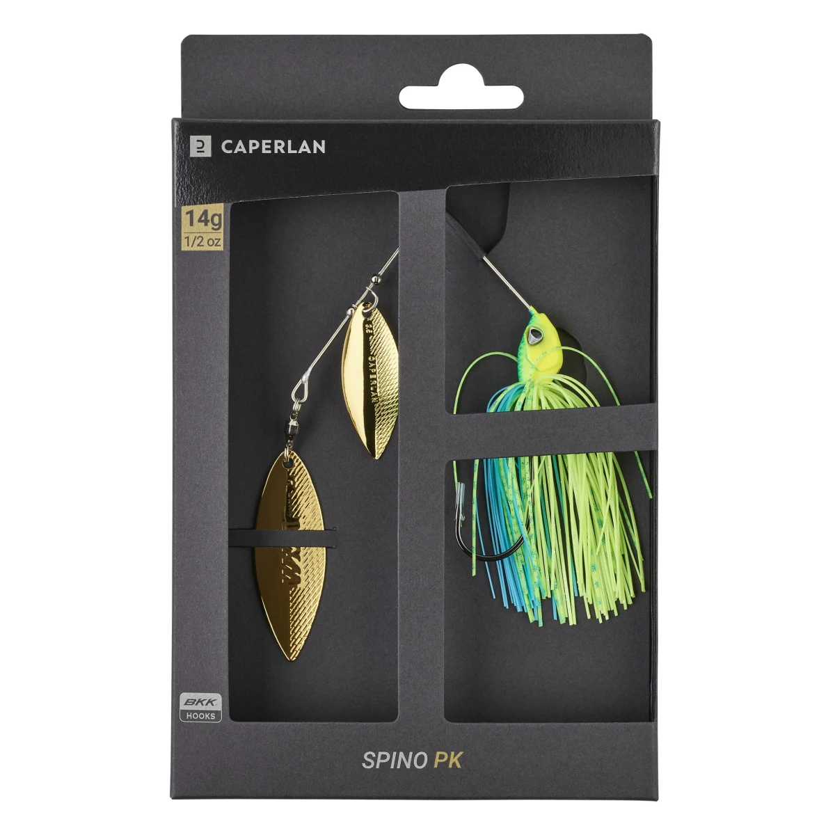 CAPERLAN Nástraha spinnerbait Spino PK 14 g modrá/žltozelená bez · záber 2