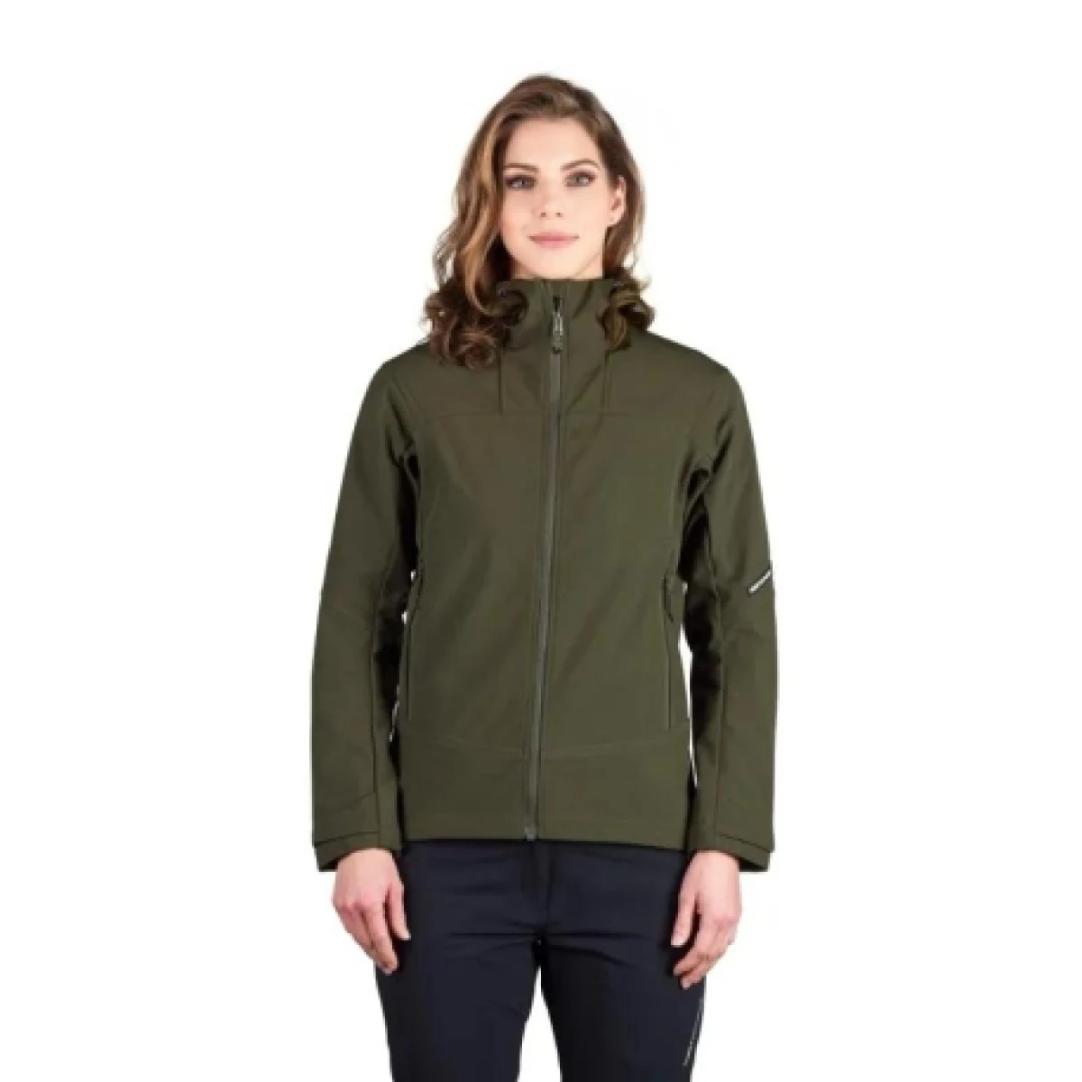 Dámská turistická softshellová bunda NORTHFINDER TIFFANI-300darkgreen · záber 1