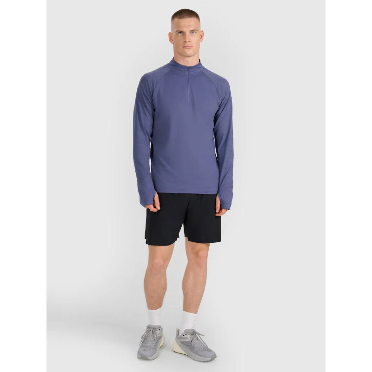 Pánská zateplená běžecká mikina s 1 2 zipem 4F SWEATSHIRT FNK M576-WAW25TFSWM576-32S-DENIM · záber 5