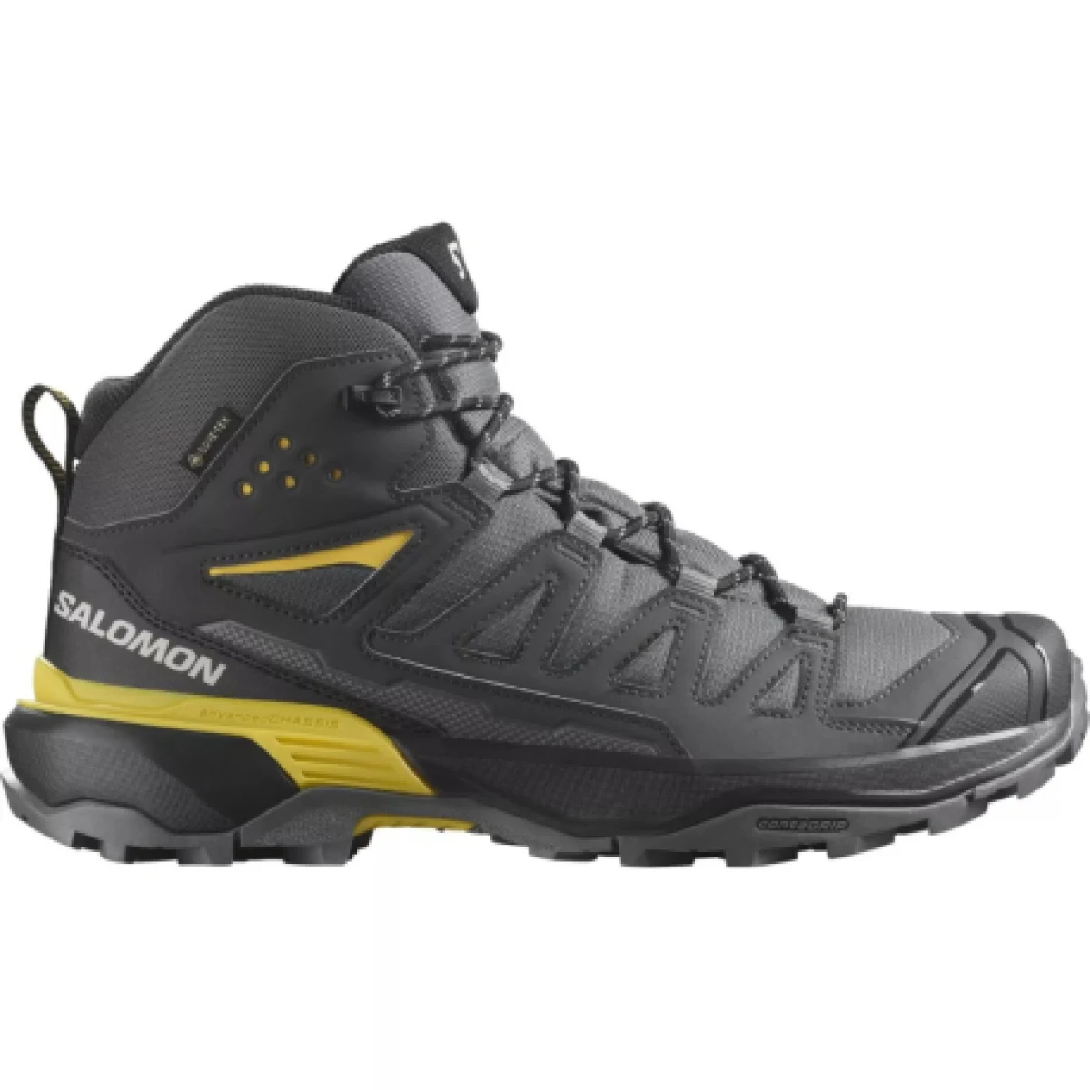 Pánska členková turistická obuv SALOMON X Ultra 360 Mid GTX M castlerock black spicy mustard · záber 1