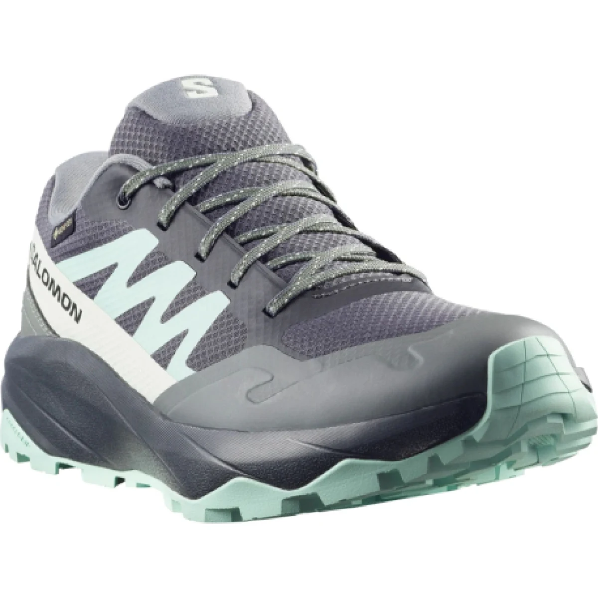 Dámska nízka turistická obuv SALOMON Outscape GTX W asphalt clearly aqua lichen · záber 1