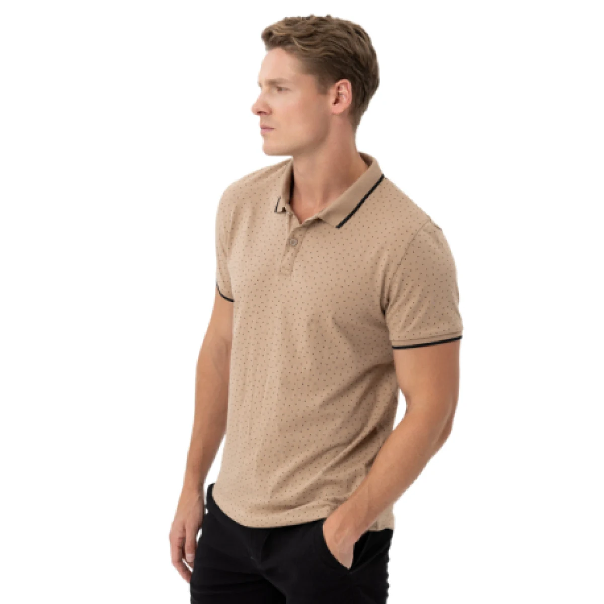 Pánské polo tričko s krátkým rukávem VOLCANO O-GLACIER-BEIGE · záber 1