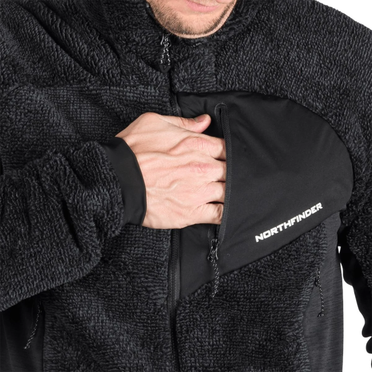 Pánská zateplená turistická mikina se zipem NORTHFINDER LUDWIK-315grayblack · záber 5