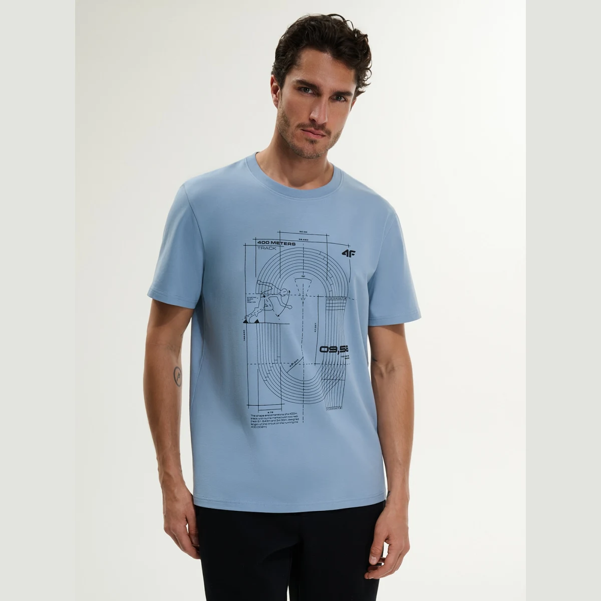 T-shirt regular s potlačou pánsky - modrý · záber 3