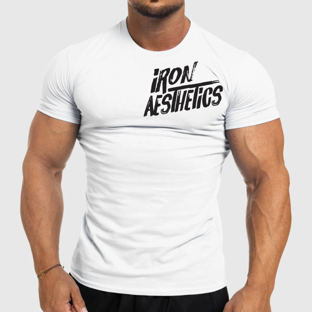 Pánske fitness tričko Iron Aesthetics Splash, biele · záber 1