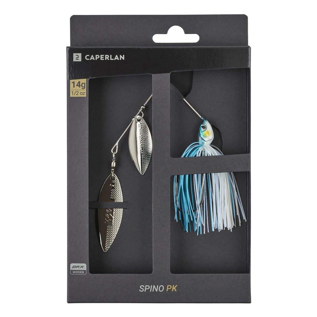 CAPERLAN Nástraha spinnerbait Spino PK 14 g modrý chrbát bez · záber 2