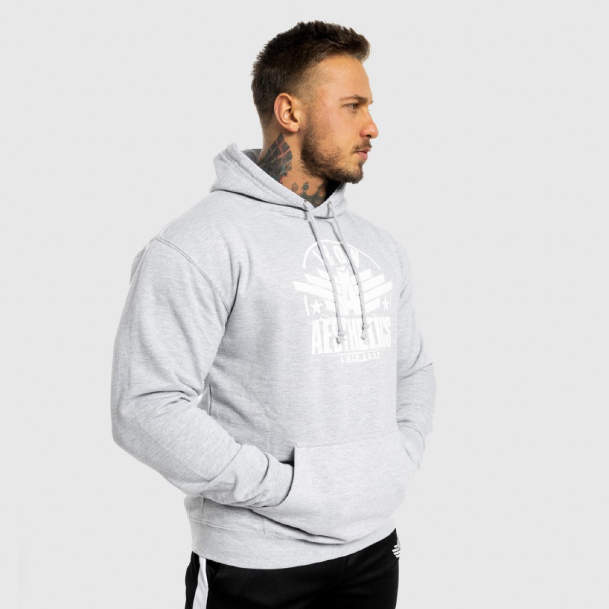 Fitness mikina bez zipsu Iron Aesthetics Force, sivá · záber 4