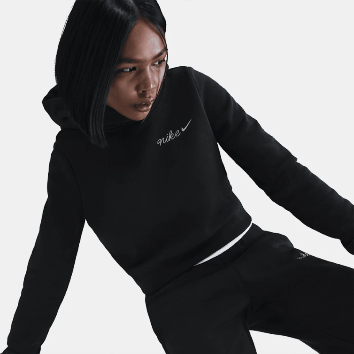 Dámska mikina s kapucňou NIKE W NSW PHNX FLC SHRUNKEN HOODIE BLACK · záber 5