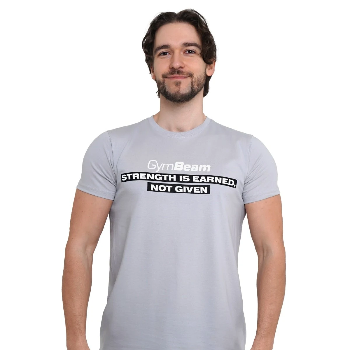 GymBeam Strength T-shirt Pacific Grey - Velikost: M | Barva: Sivá | Hmotnost: 0,2 kg · záber 5