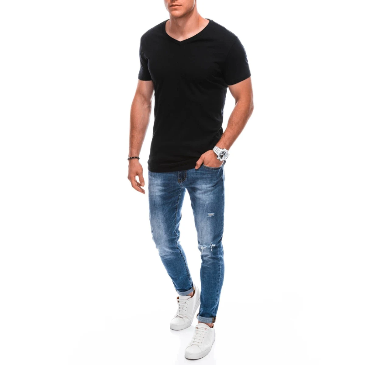 Pánské tričko s krátkým rukávem a v-výstřihem EDOTI T-shirt EM-TSBS-0101 V-1 black · záber 2