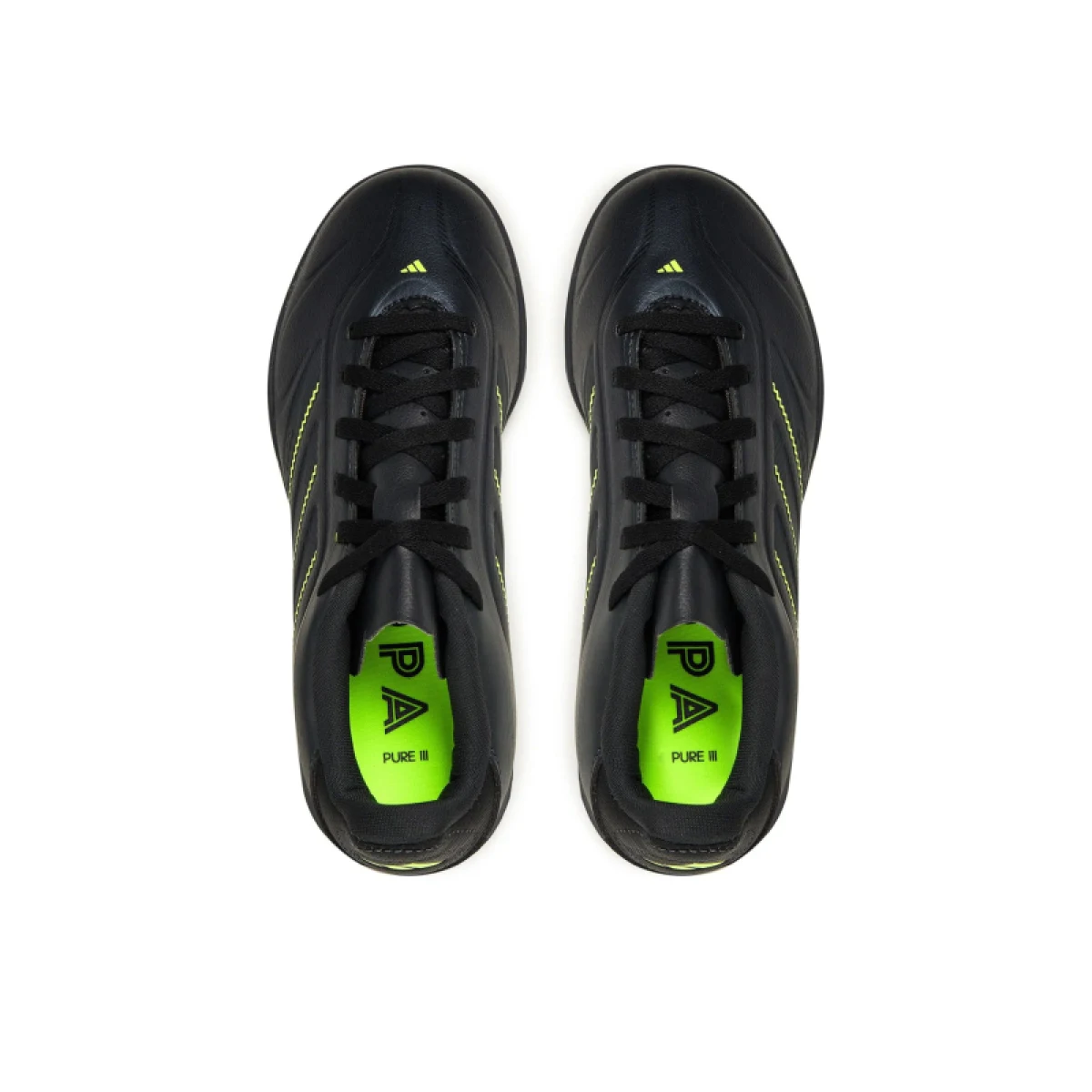 Chlapčenské futbalové kopačky halové ADIDAS Copa Pure III Club K IN core black dgh solid grey lucid lemon · záber 2