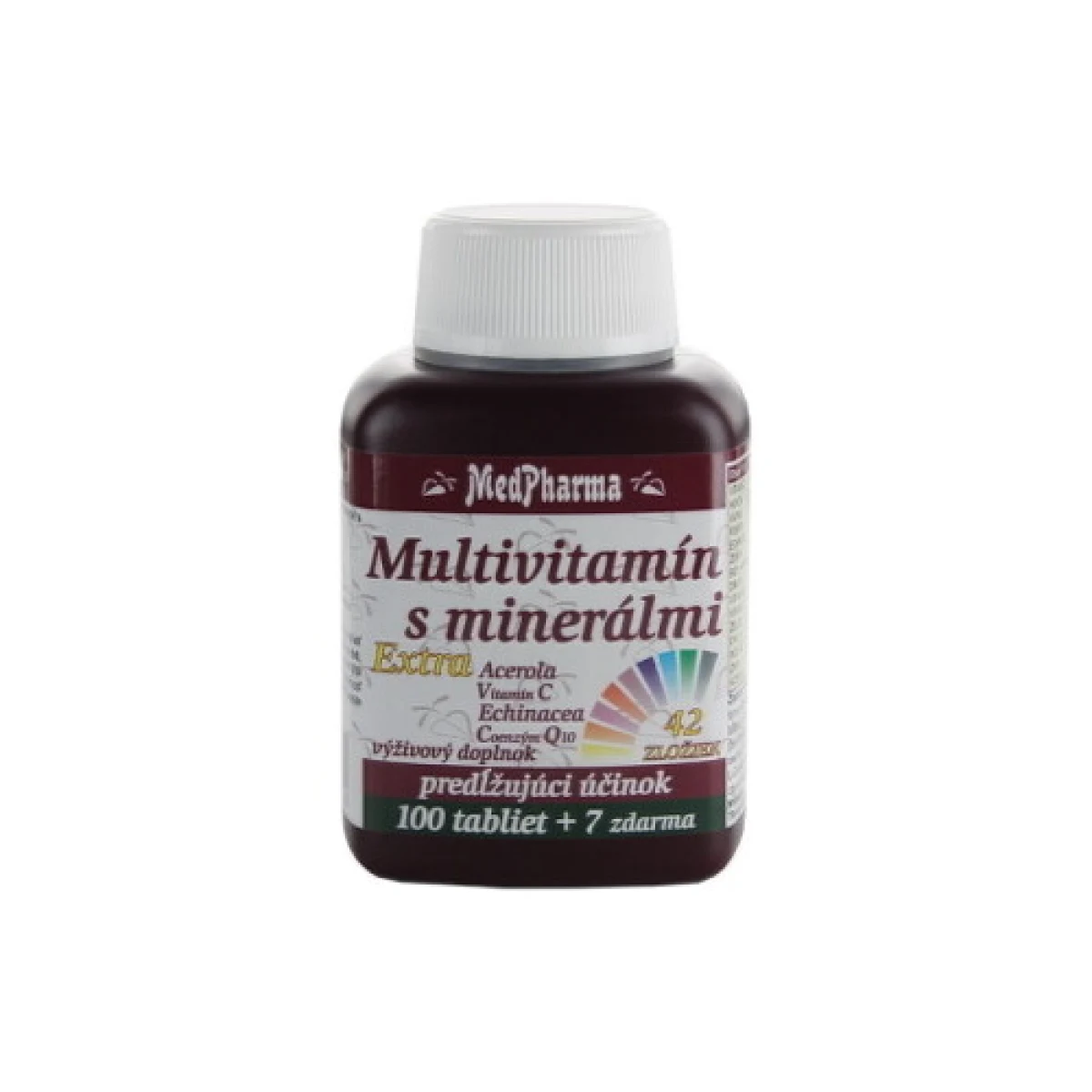 MEDPHARMA Multivitamín s minerálmi 42 zložiek + extra C, Q10 100 + 7 tabliet ZADARMO · záber 1