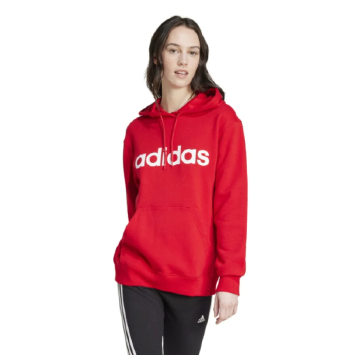 Dámská mikina s kapucí ADIDAS W LIN FT HD-IY9187-Red · záber 1