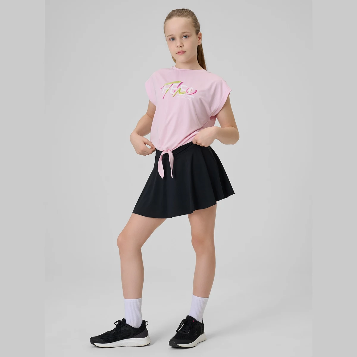 Rychleschnoucí sportovní crop-top dívčí - růžový · záber 2