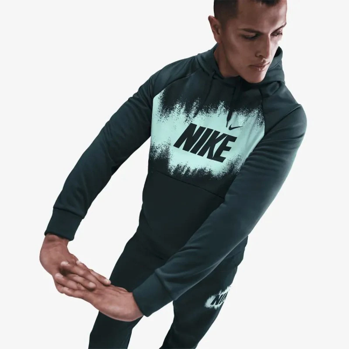 Pánska zateplená tréningová mikina s kapucňou NIKE M NK TF FLEECE PO HD GFX SEAWEED · záber 5