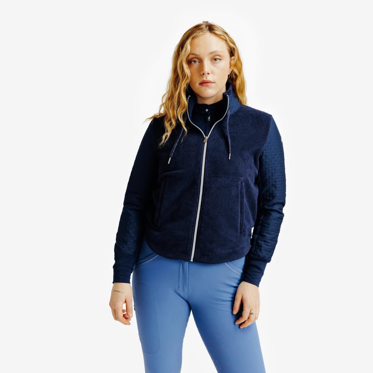 FOUGANZA Dámska hrejivá mikina 500 na zips modro-čierna XL · záber 1