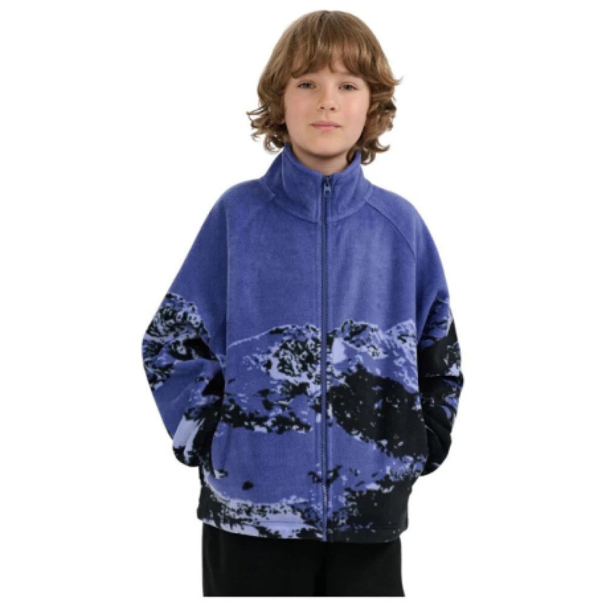 Chlapčenská flisová mikina so zipsom 4F JUNIOR FLEECE M349-4FJWAW25TFLEM349-91A-MULTICOLOUR 1 ALLOVER · záber 1