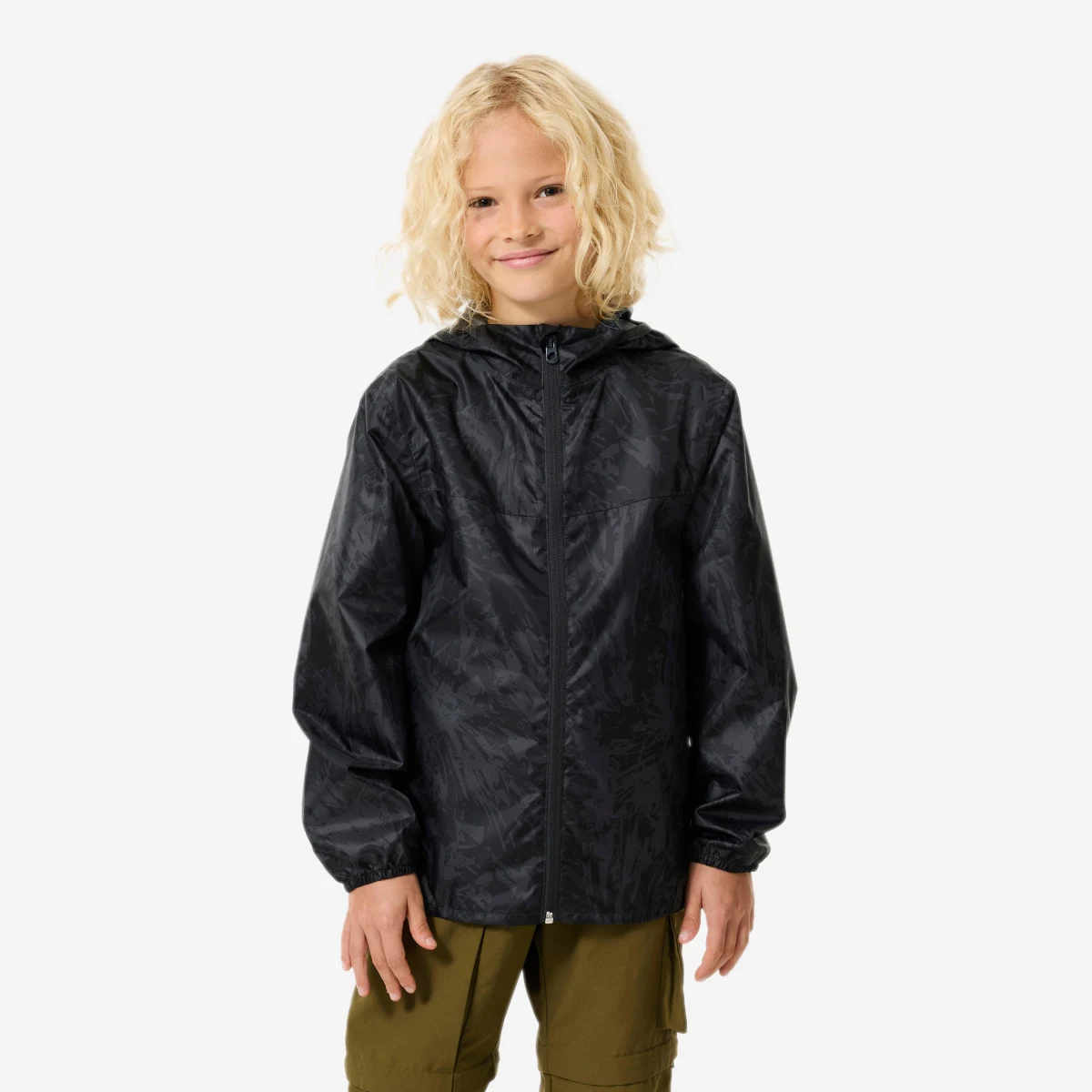 QUECHUA Detská nepremokavá turistická bunda MH100 TW sivá 14-15 r (161-172 cm) · záber 1