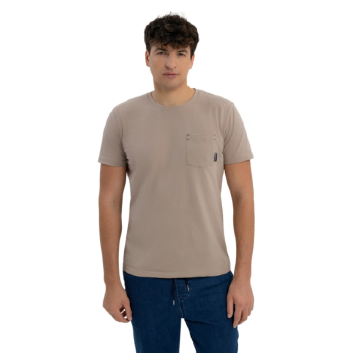 Pánske tričko s krátkym rukávom VOLCANO TM-SVEN-BEIGE · záber 1
