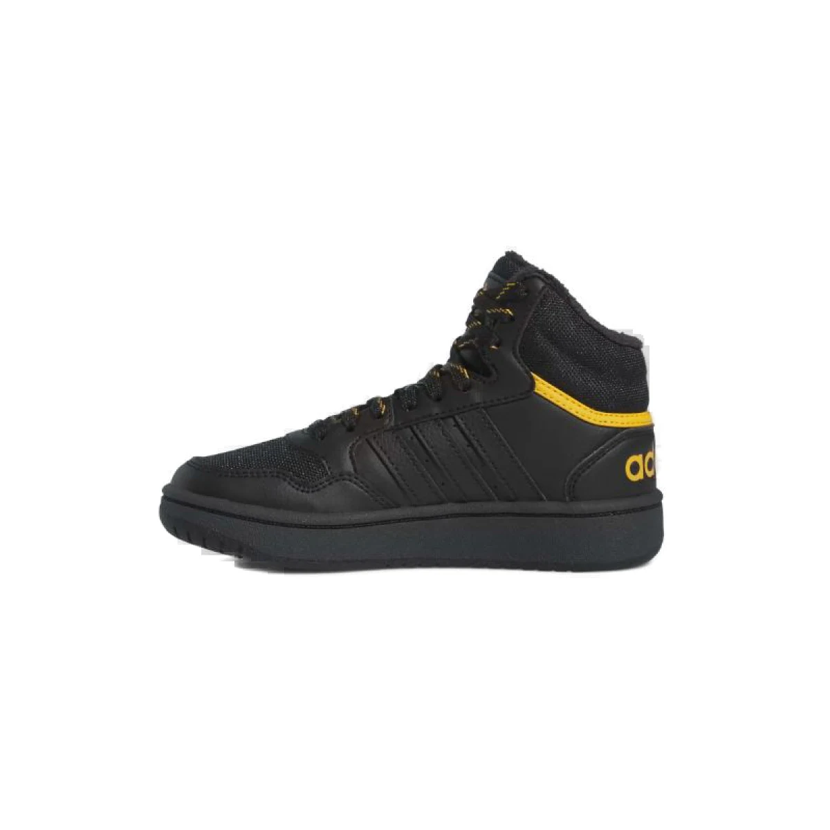 Chlapecké kotníkové zimní boty ADIDAS Hoops 3.0 Mid K core black core black preloved yellow · záber 2