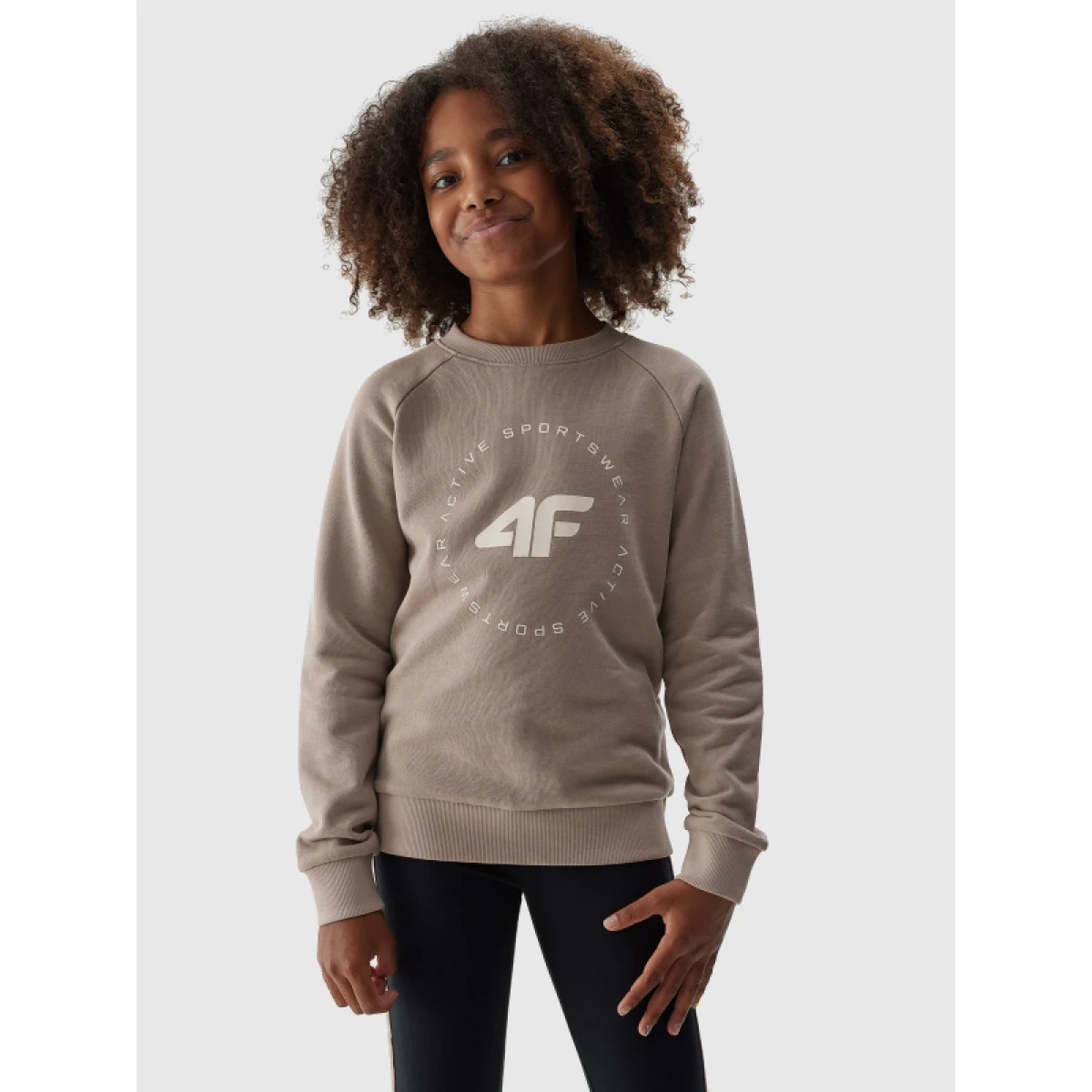 Dívčí mikina 4F JUNIOR SWEATSHIRT-JAW23TSWSF637-83S-BEIGE · záber 2