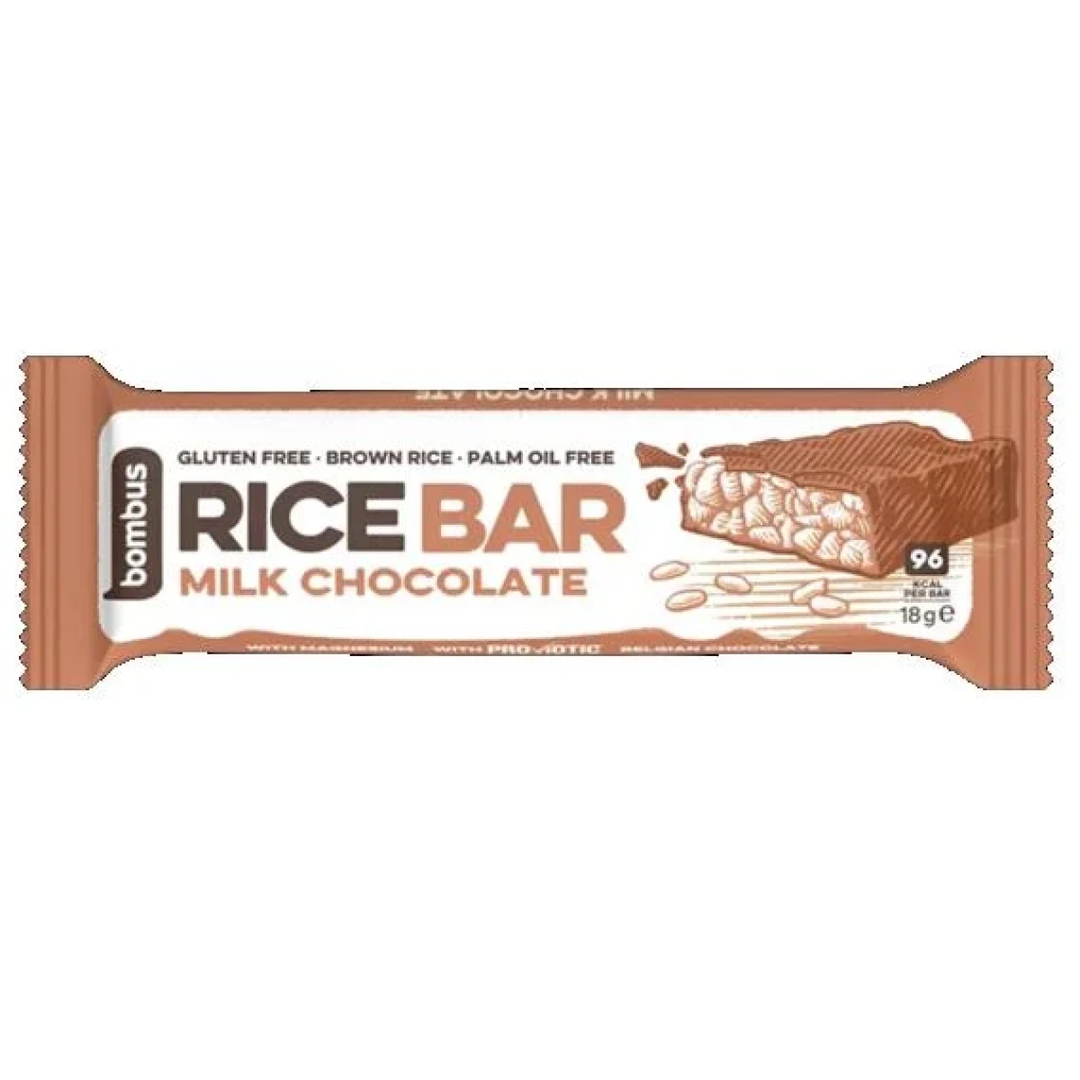 Bombus Rice bar 18g - Příchuť: Mléčná čokoláda · záber 1