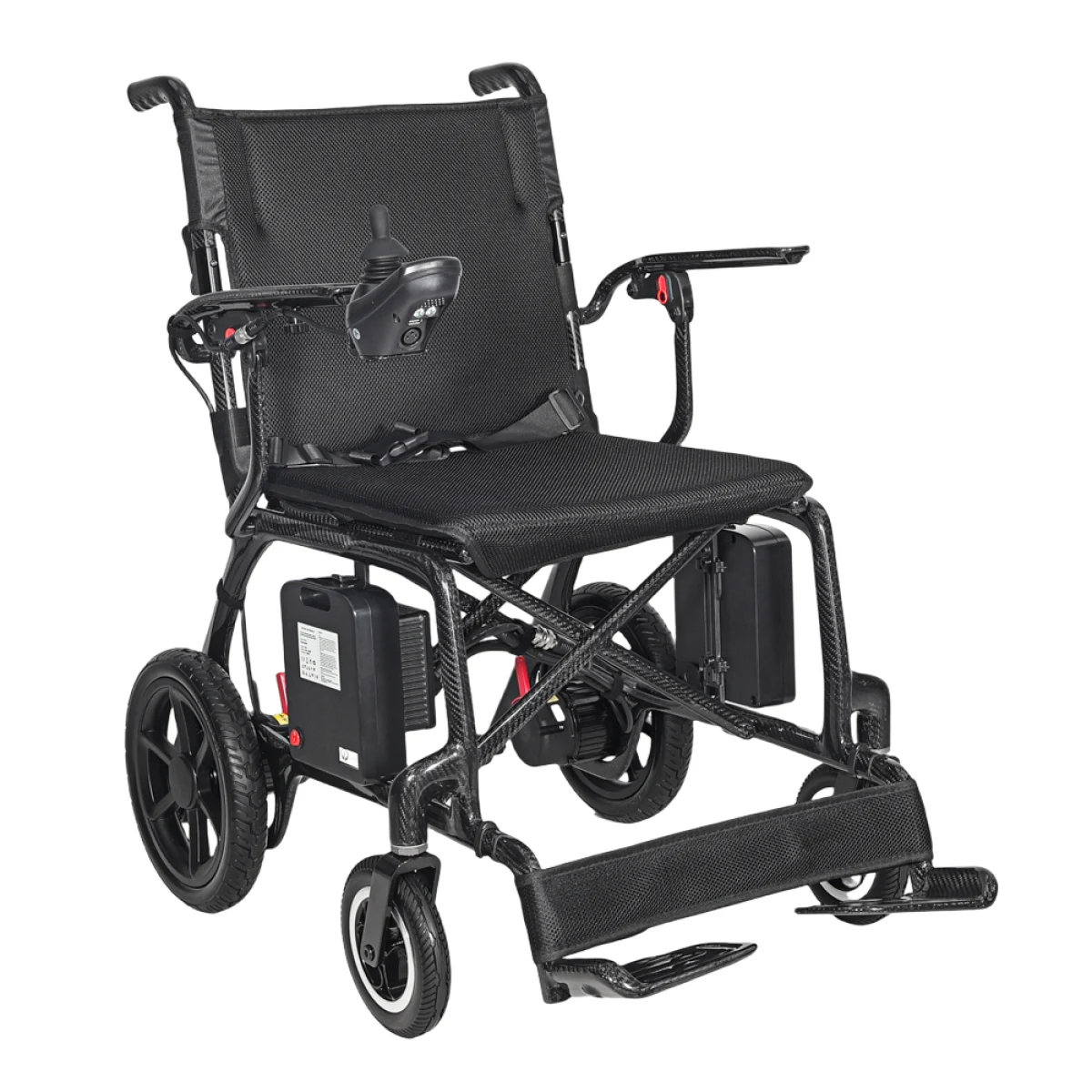Skladací elektrický karbónový invalidný vozík inSPORTline Feally • 16,2 kg • do 120kg • až 25km dojazd · záber 4