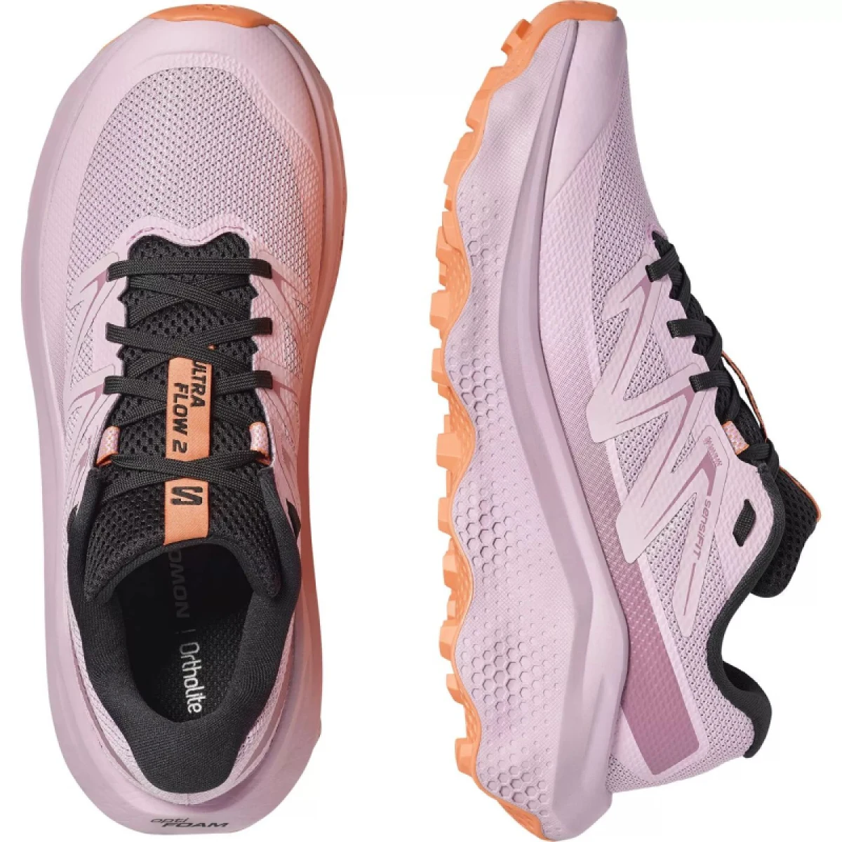 Dámska bežecká trailová obuv SALOMON Ultra Flow 2 W dawn pink black nectarine · záber 4