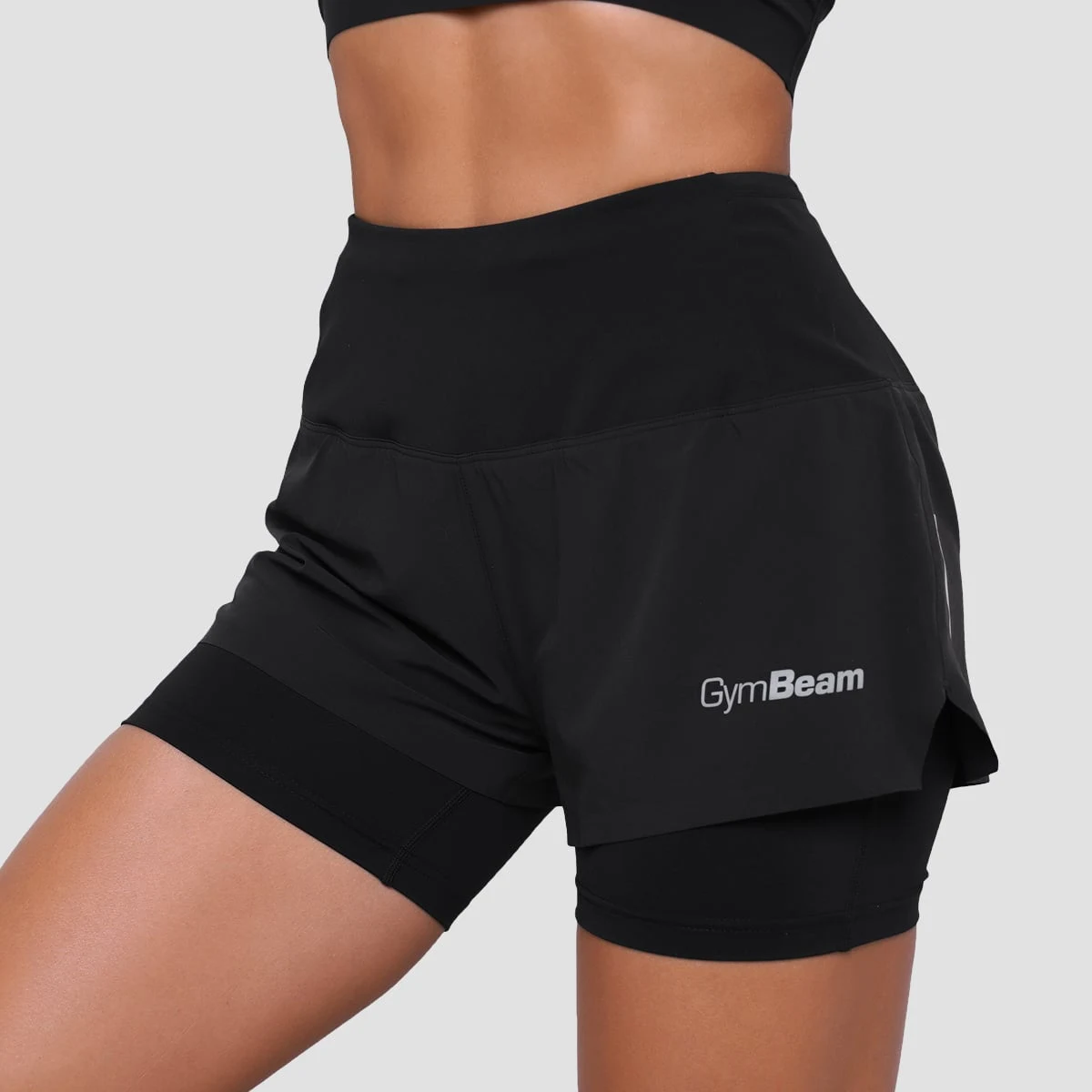 GymBeam Dámské běžecké šortky 2in1 Pulse Black - Velikost: XL | Barva: Čierna | Hmotnost: 0,28 kg | Balení: 65 · záber 2