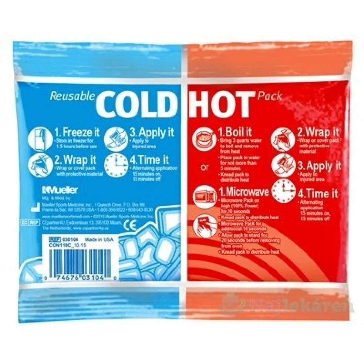 Mueller Reusable COLD/HOT Pack chladivý/hrejivý vankúšik, 12 x 15 cm, 1ks - Počet kusov: 1 ks · záber 1
