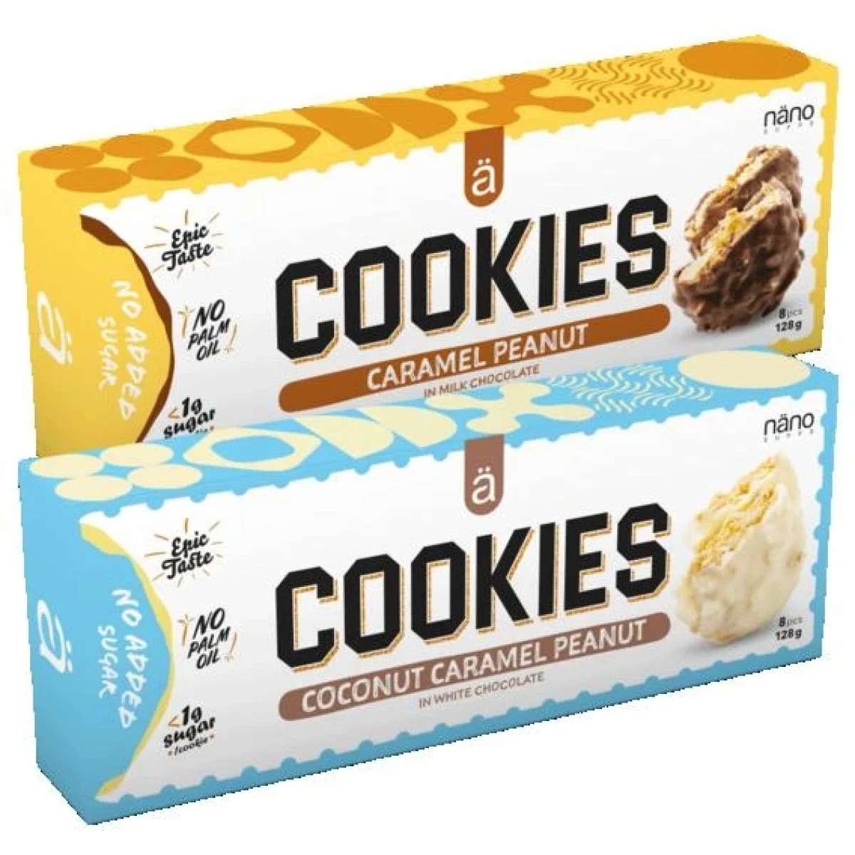Näno Supps Protein Cookies 128g - Barva: Vícebarevná | Příchuť: Karamel, arašídy · záber 1