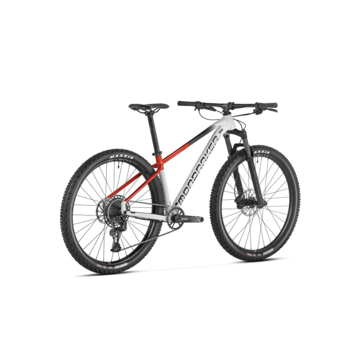 Horský bicykel MONDRAKER Chrono 29, bunker grey flame red vortex grey · záber 3