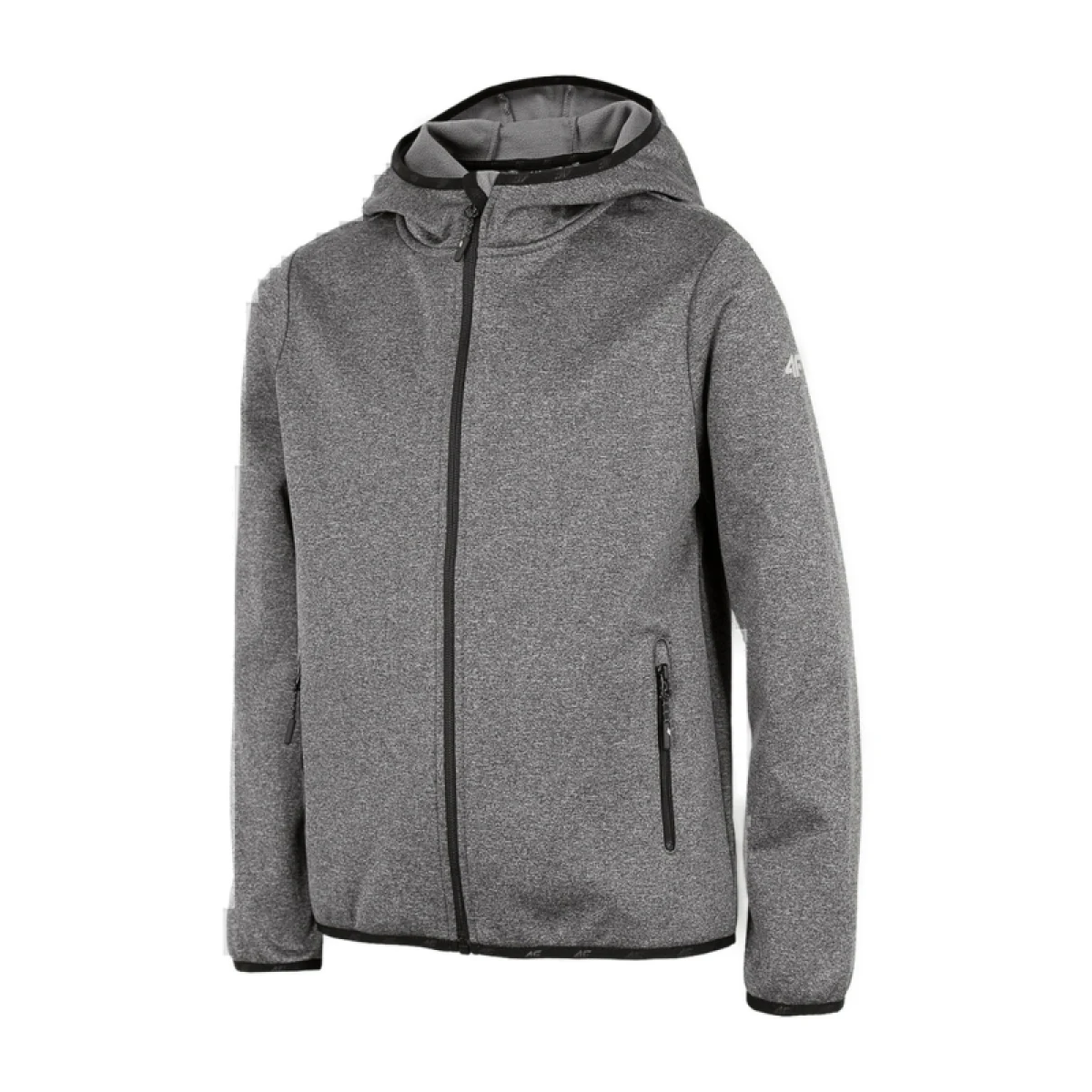 Chlapecká turistická softshellová bunda 4F JUNIOR BOYS SOFTSHELL JSFM001-24M-MIDDLE GREY MELANGE · záber 3
