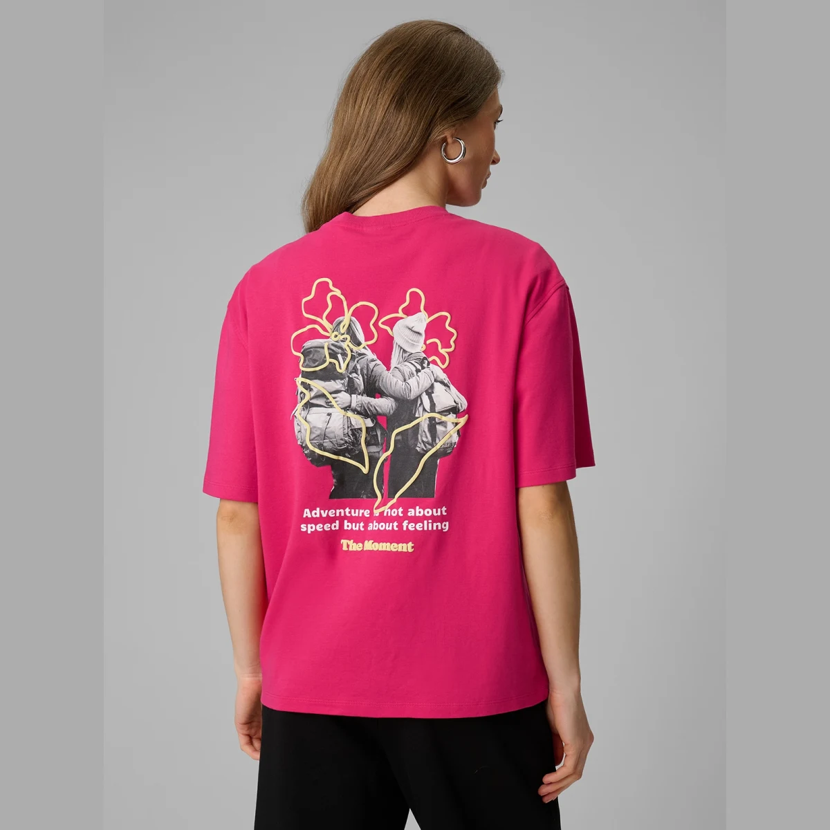 Dámské tričko loose s potiskem - růžové · záber 2