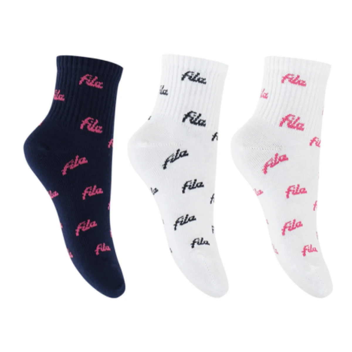 Dievčenské ponožky FILA 3 PACK-F2120-125 White Navy · záber 1