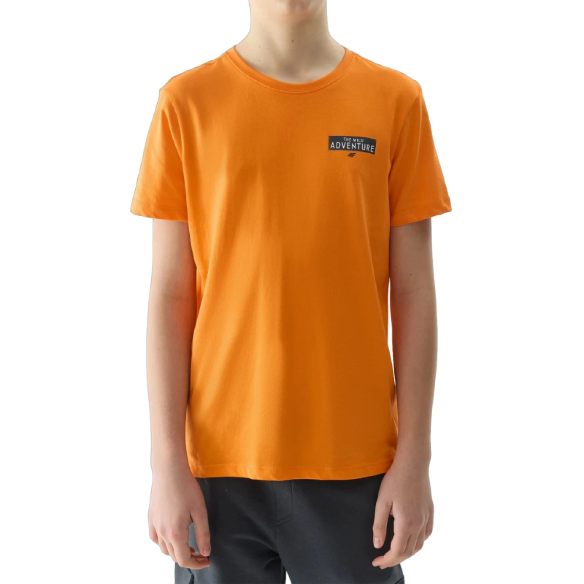Chlapčenské turistické tričko s krátkym rukávom 4F JUNIOR TSHIRT-4FJWSS24TTSHM1131-70S-ORANGE · záber 4