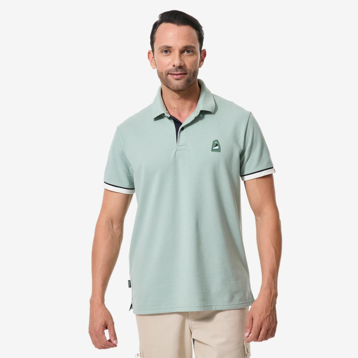DECATHLON Pánska polokošeľa Sailing 100 na jachting kaki L · záber 1