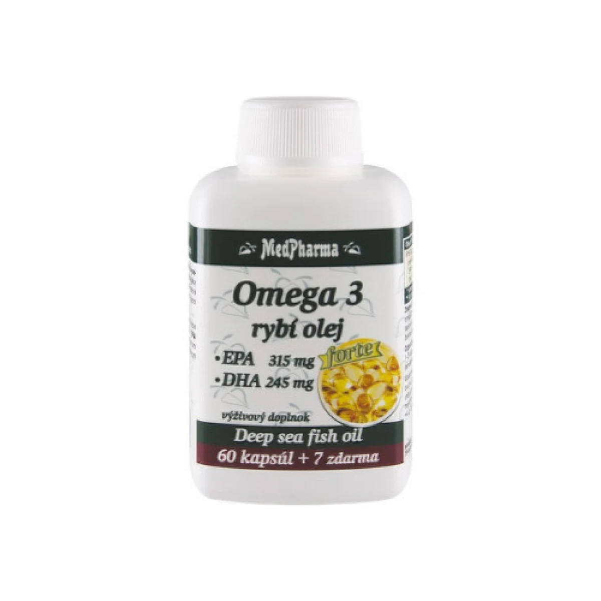 MEDPHARMA Omega 3 rybí olej forte EPA, DHA 60 + 7 kapsúl ZADARMO · záber 1