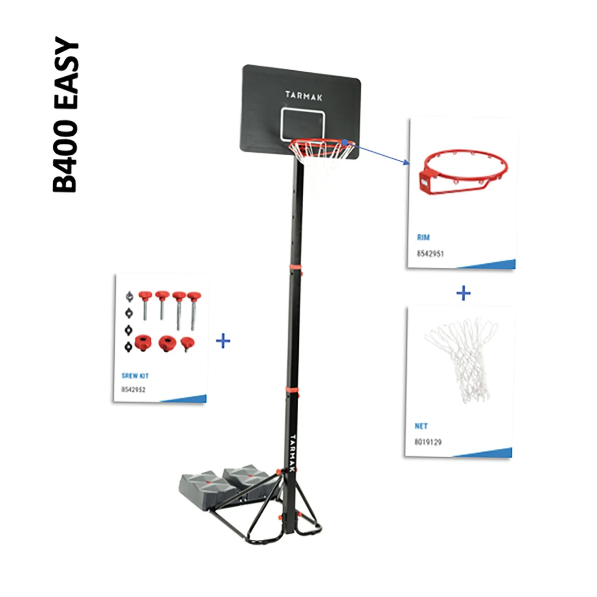 TARMAK Súprava skrutiek na basketbalový kôš B400 Easy bez · záber 2