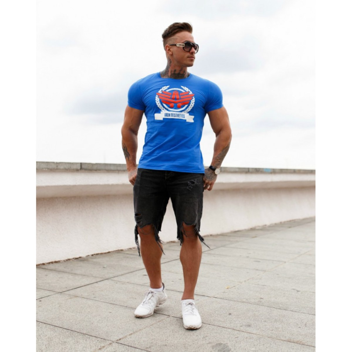 Pánske fitness tričko Iron Aesthetics Triumph, modré · záber 4