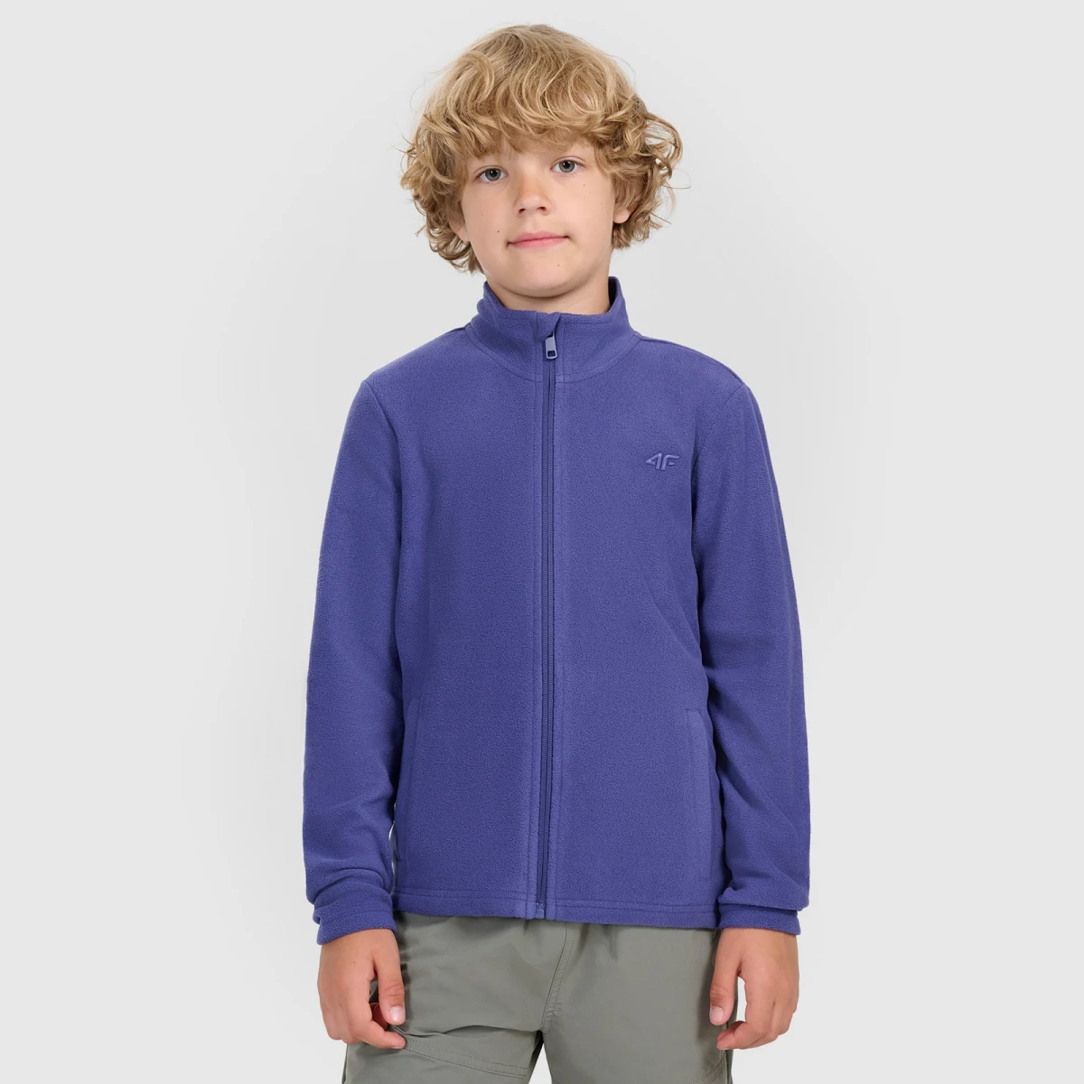 Chlapčenský fleece slim s golierom - modrý · záber 1