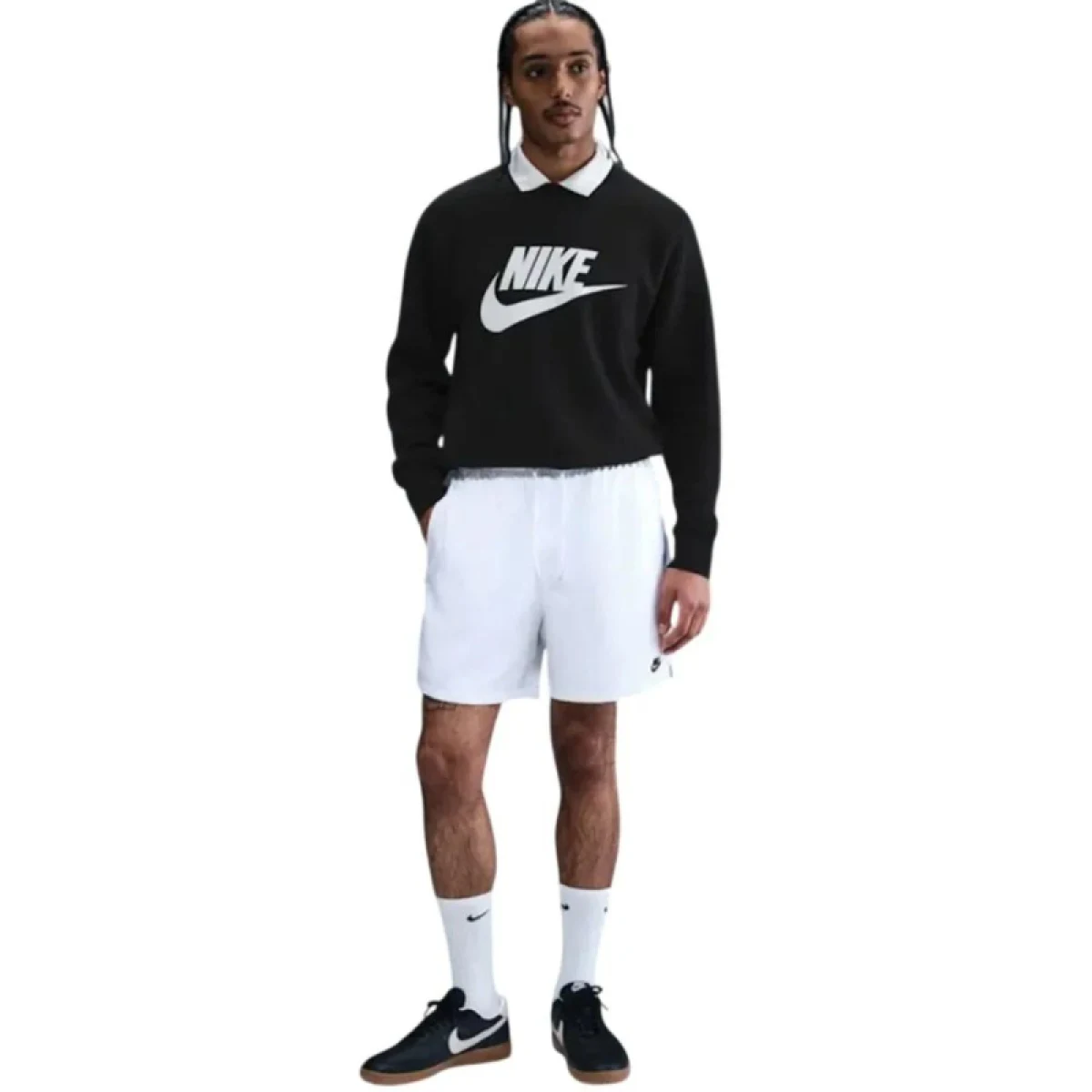 Pánská zateplená mikina NIKE M NK CLUB BB GFX CREW BLACK WHITE · záber 3