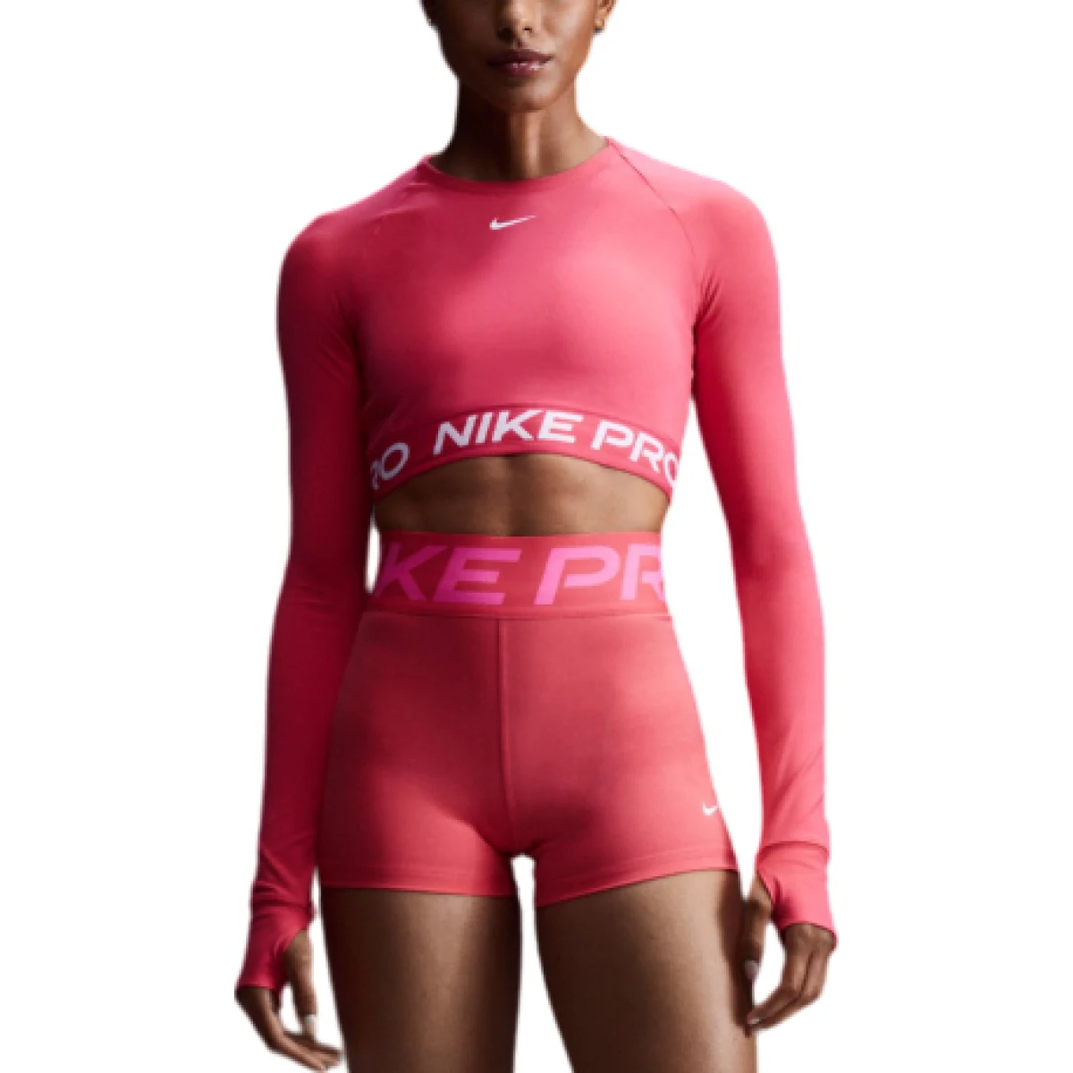 Dámské tréninkové tričko s dlouhým rukávem NIKE PRO DF 365 CROP LS-629 ASTER PINK WHITE · záber 1