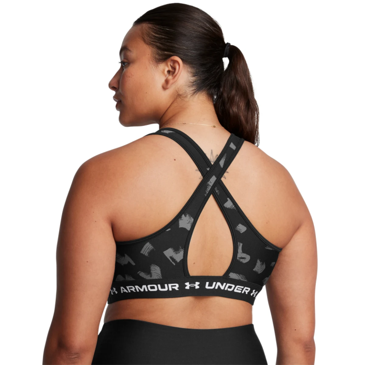 Dámská sportovní tréninková podprsenka UNDER ARMOUR Crossback Mid Print-BLK · záber 5