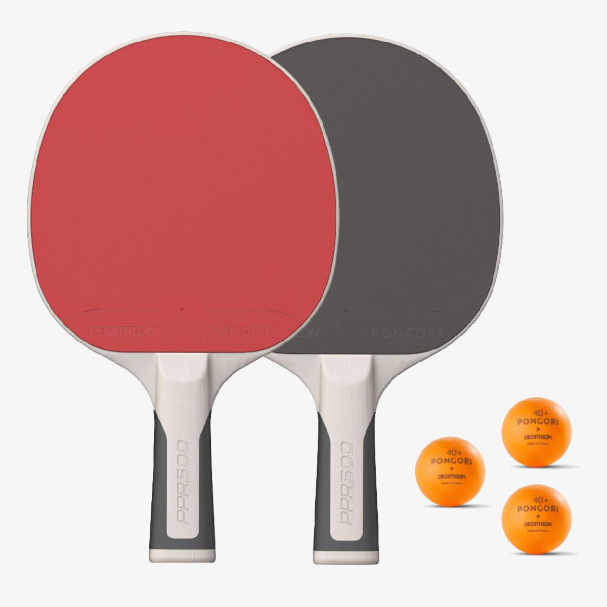 PONGORI Súprava PPR 500 na stolný tenis 2 rakety + 3 loptičky rovný tvar · záber 1