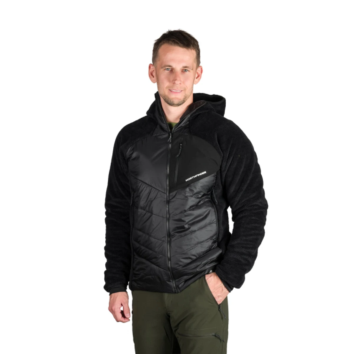 Pánská zateplená turistická mikina se zipem NORTHFINDER EMERYTH-270blackblack · záber 2